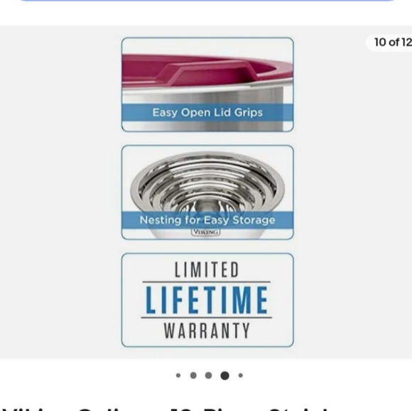 Viking 10 piece stainless mixing bowl with lid set - Picture 6 of 8